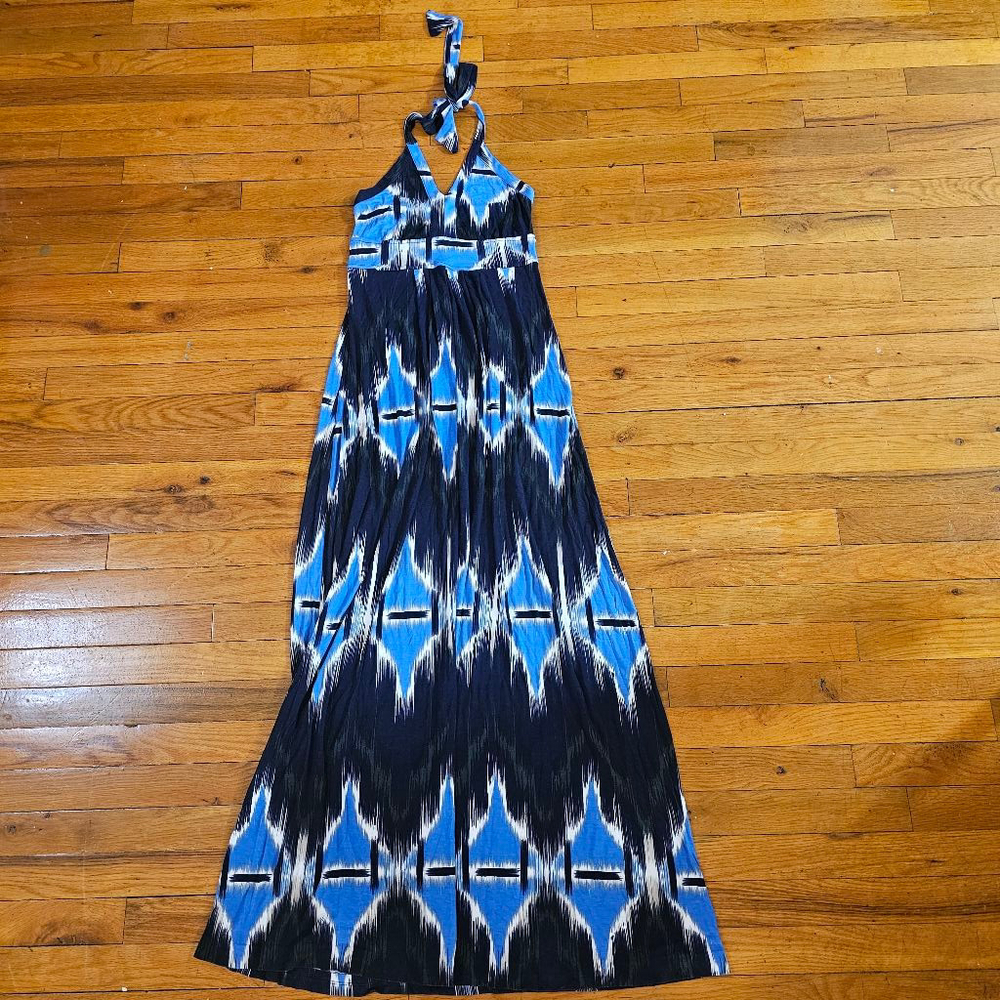 Banana Republic Halter Maxi Dress Blue Small - Picture 2 of 8